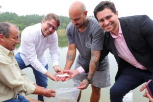 Soltura de tainhas em lago artificial do Sapiens Parque reforça trabalho de pesquisa da espécie